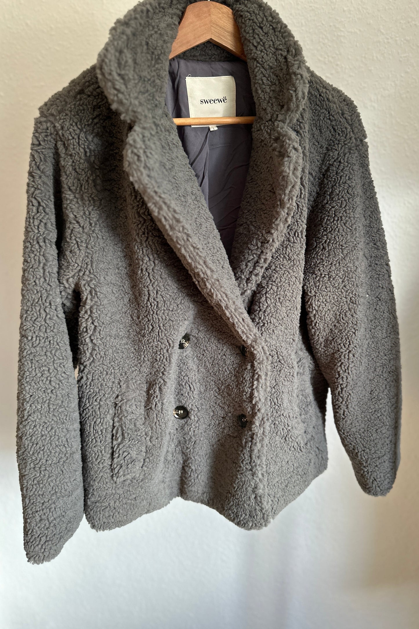 Damen Teddy Fell kurz Jacke Blazerjacke grau