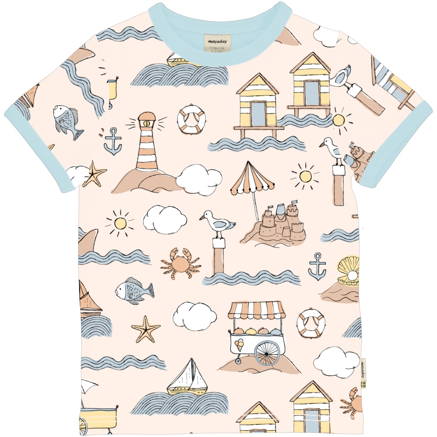 Kinder Sommer T-Shirt Strand mit Leuchtturm