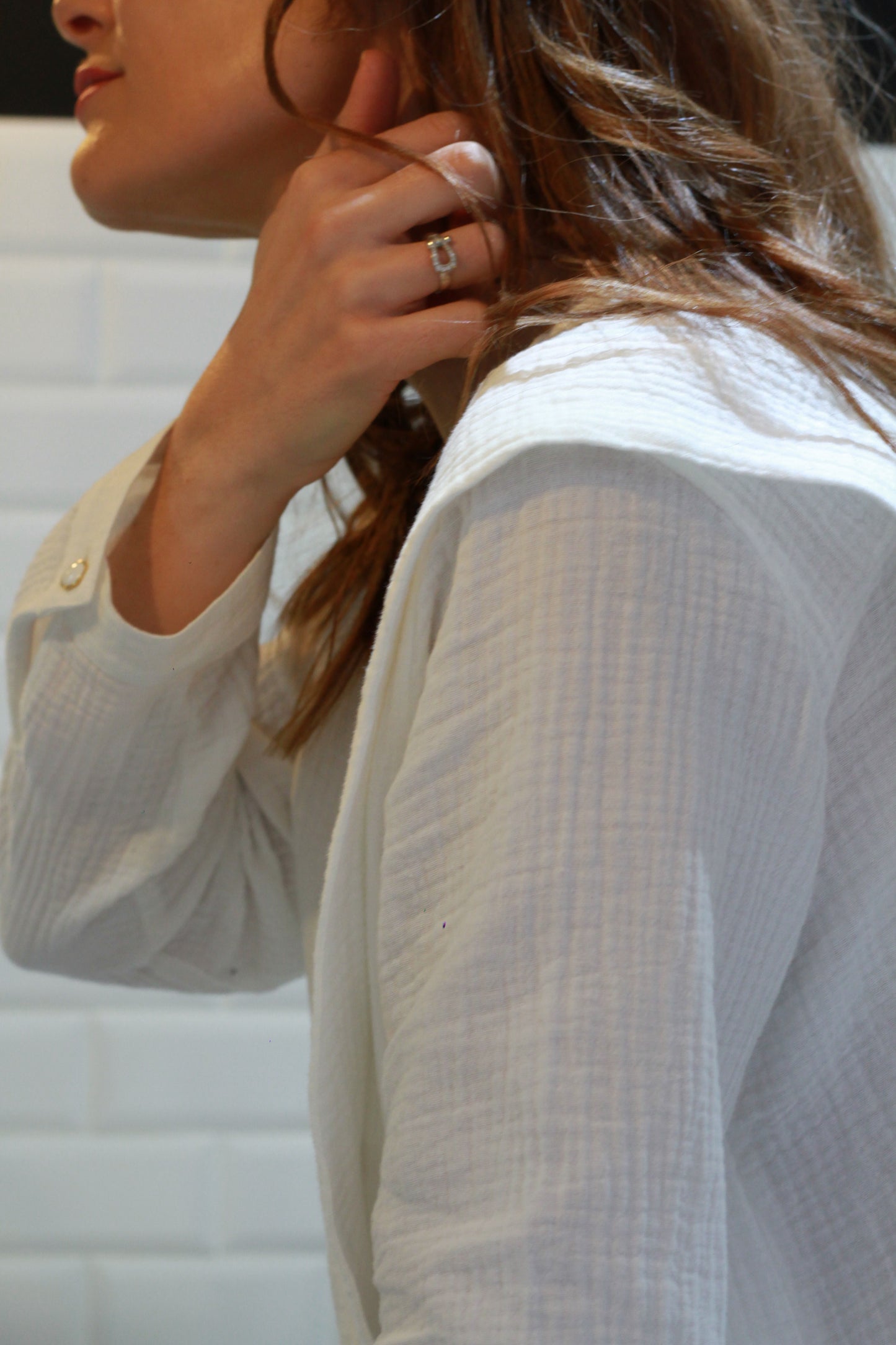 Musselin Stillshirt Stillbluse weiß